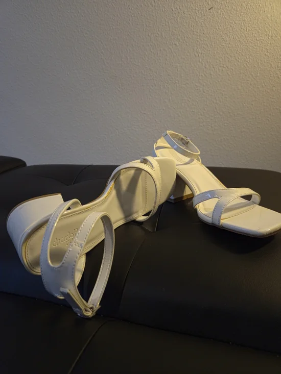 Charlotte Russe White Strappy Block Heel Sandals with Buckle - Picture 7 of 8